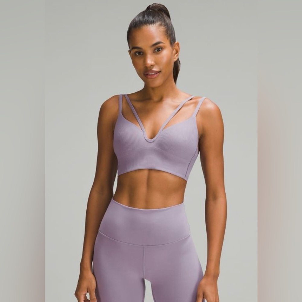 Lululemon Like a Cloud Ribbed Longline Bra Dahlia Mauve | Size 4